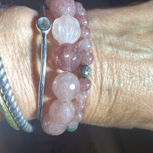 Handmade beachy necklace with matching bracelet sterling silver clasp and beads.